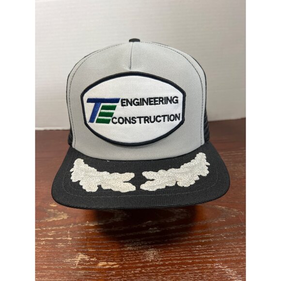Vintage TE Engineering Construction Patch Snapback Trucker Hat X3 - Picture 1 of 3